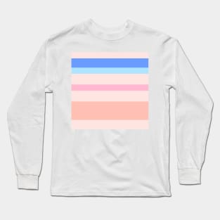 A solid variation of Powder Blue, Cornflower Blue, Baby Pink, Misty Rose and Melon stripes. Long Sleeve T-Shirt